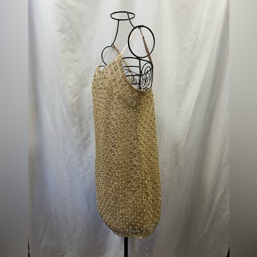 Forever 21 Gold pearl detail shift dress size L - Picture 5 of 10